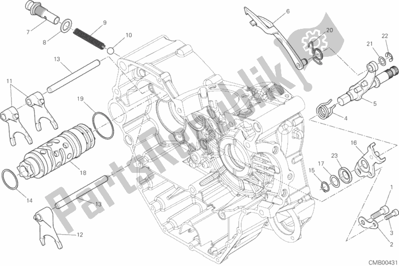 Alle onderdelen voor de Schakelnok - Vork van de Ducati Monster 821 Stripes 2016